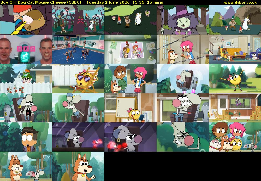 Boy Girl Dog Cat Mouse Cheese (CBBC) Tuesday 2 June 2026 15:35 - 15:50