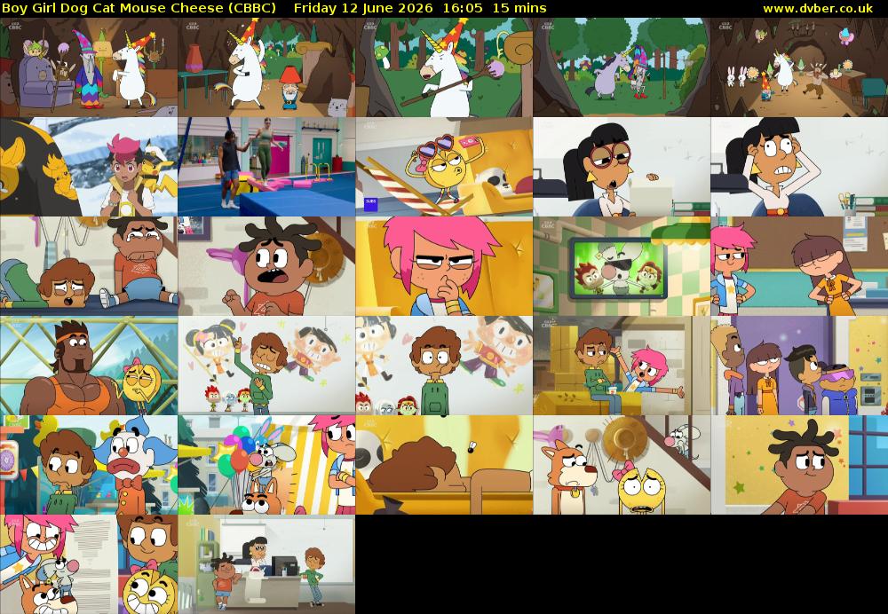 Boy Girl Dog Cat Mouse Cheese (CBBC) Friday 12 June 2026 16:05 - 16:20