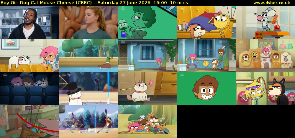 Boy Girl Dog Cat Mouse Cheese (CBBC) Saturday 27 June 2026 16:00 - 16:10