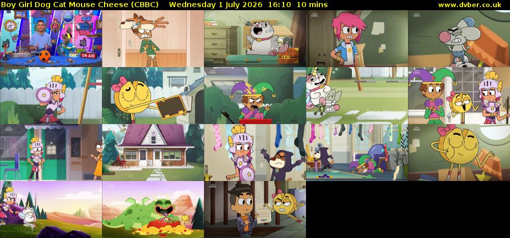 Boy Girl Dog Cat Mouse Cheese (CBBC) Wednesday 1 July 2026 16:10 - 16:20