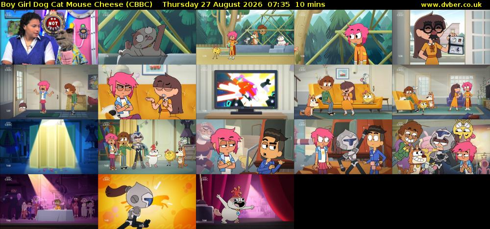Boy Girl Dog Cat Mouse Cheese (CBBC) Thursday 27 August 2026 07:35 - 07:45