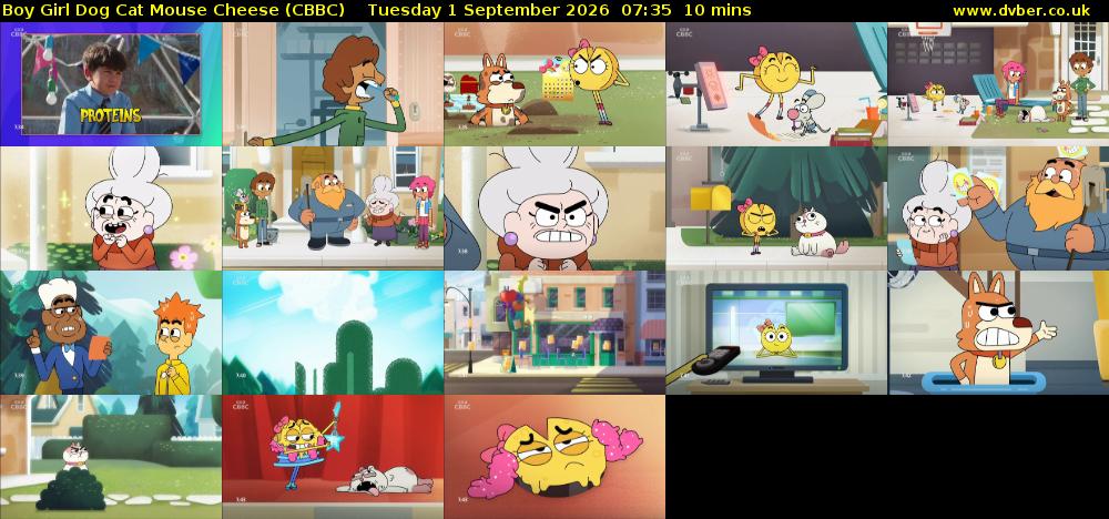 Boy Girl Dog Cat Mouse Cheese (CBBC) Tuesday 1 September 2026 07:35 - 07:45