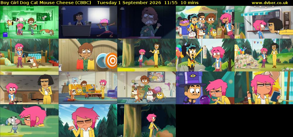 Boy Girl Dog Cat Mouse Cheese (CBBC) Tuesday 1 September 2026 11:55 - 12:05