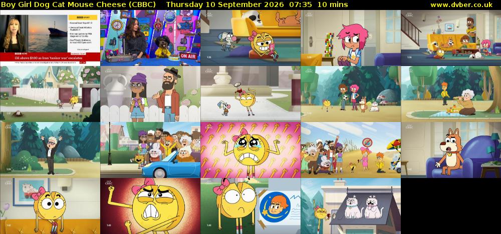 Boy Girl Dog Cat Mouse Cheese (CBBC) Thursday 10 September 2026 07:35 - 07:45