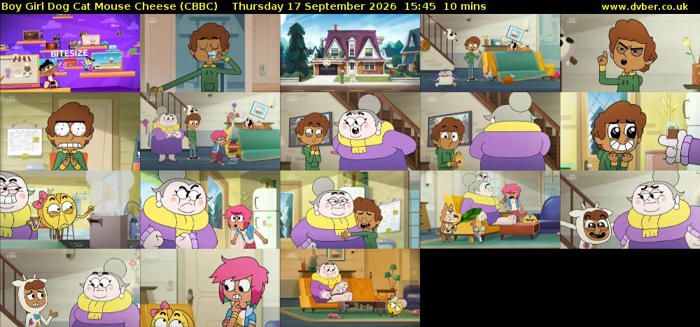 Boy Girl Dog Cat Mouse Cheese (CBBC) Thursday 17 September 2026 15:45 - 15:55