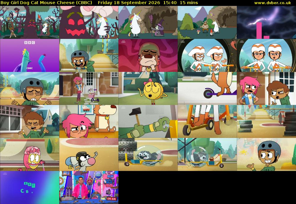 Boy Girl Dog Cat Mouse Cheese (CBBC) Friday 18 September 2026 15:40 - 15:55