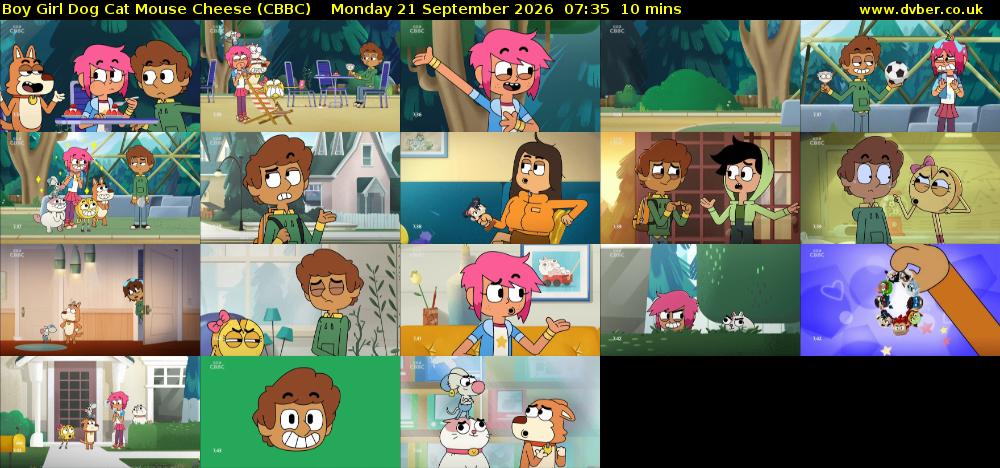 Boy Girl Dog Cat Mouse Cheese (CBBC) Monday 21 September 2026 07:35 - 07:45