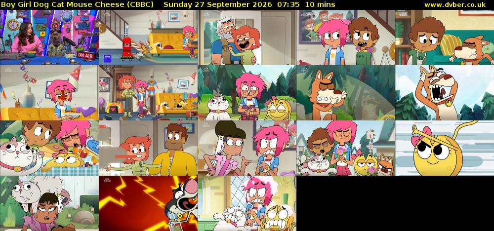 Boy Girl Dog Cat Mouse Cheese (CBBC) Sunday 27 September 2026 07:35 - 07:45