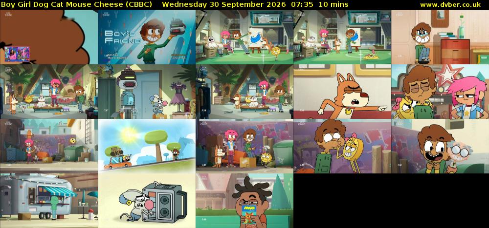 Boy Girl Dog Cat Mouse Cheese (CBBC) Wednesday 30 September 2026 07:35 - 07:45