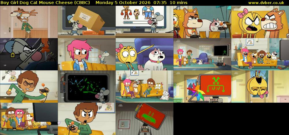 Boy Girl Dog Cat Mouse Cheese (CBBC) Monday 5 October 2026 07:35 - 07:45