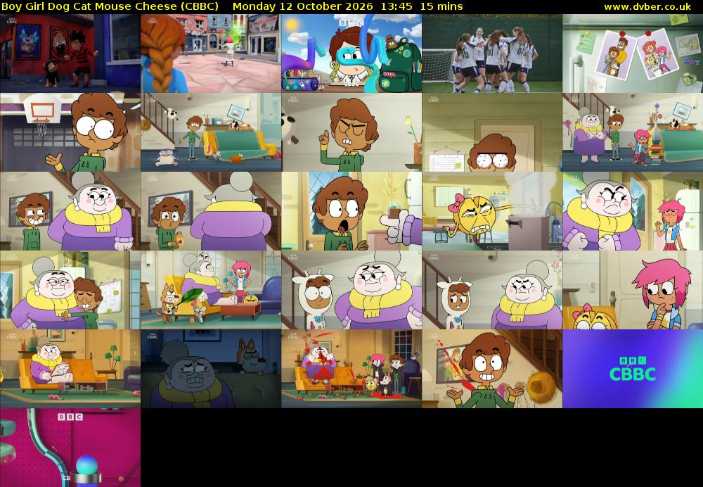 Boy Girl Dog Cat Mouse Cheese (CBBC) Monday 12 October 2026 13:45 - 14:00