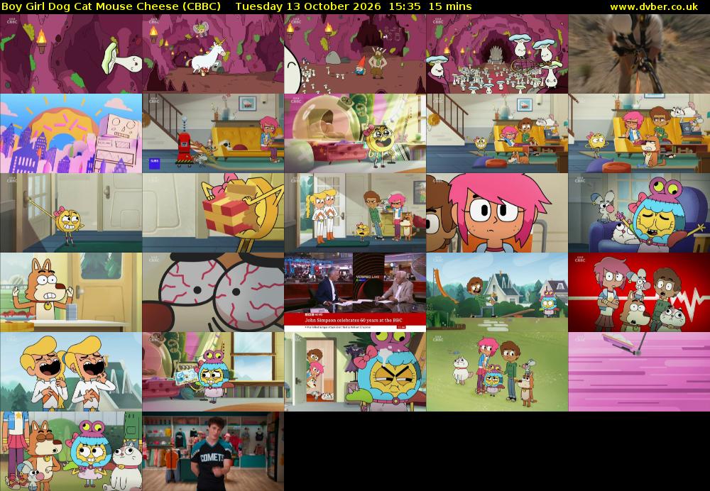 Boy Girl Dog Cat Mouse Cheese (CBBC) Tuesday 13 October 2026 15:35 - 15:50