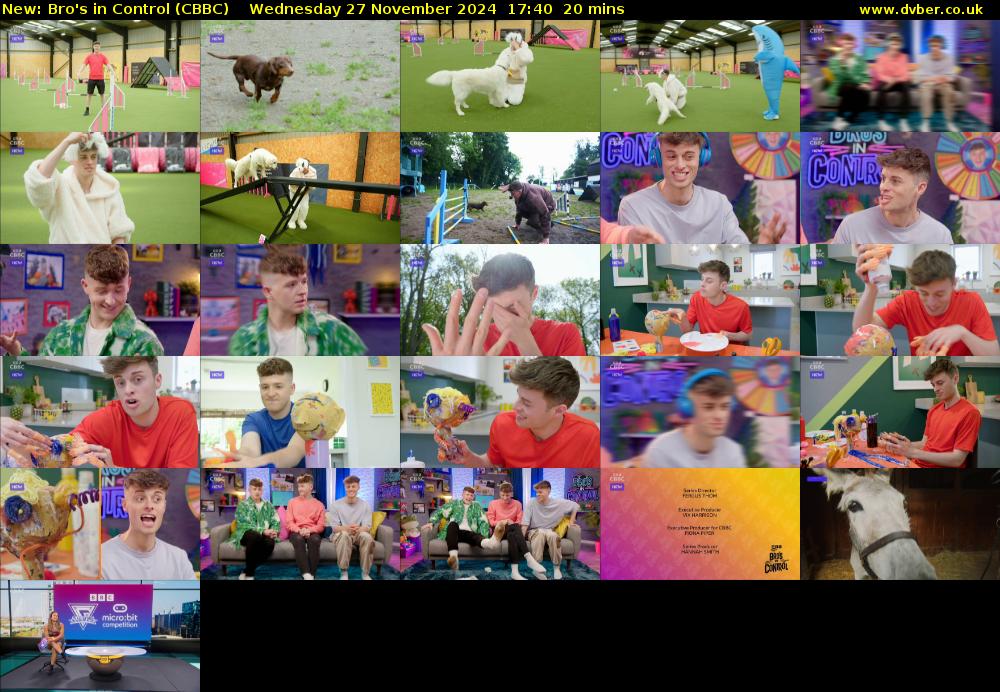 Bro's In Control (CBBC) Wednesday 27 November 2024 17:40 - 18:00