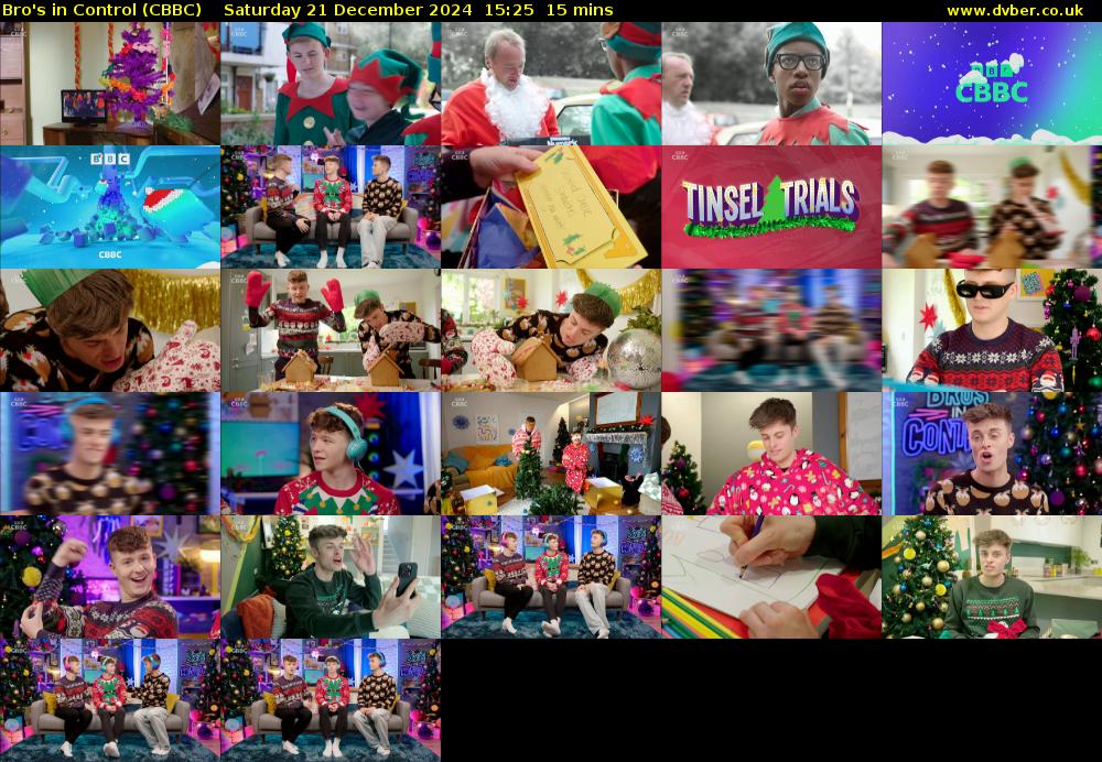 Bro's In Control (CBBC) Saturday 21 December 2024 15:25 - 15:40