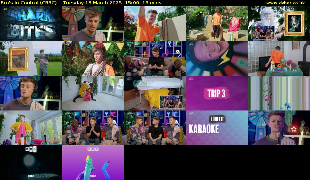 Bro's In Control (CBBC) Tuesday 18 March 2025 15:00 - 15:15