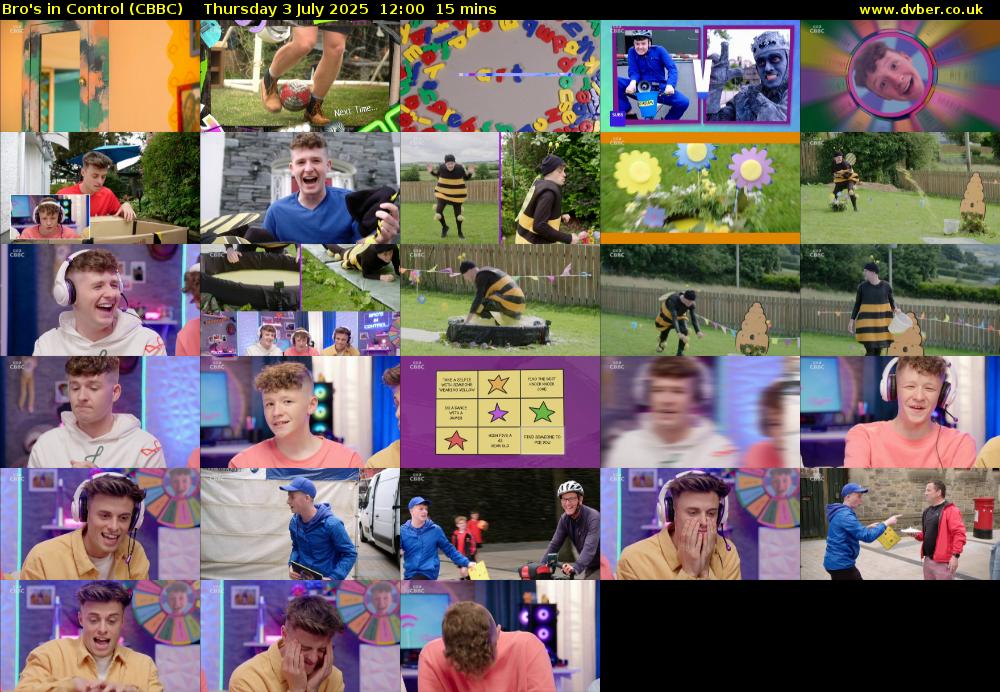 Bro's In Control (CBBC) Thursday 3 July 2025 12:00 - 12:15