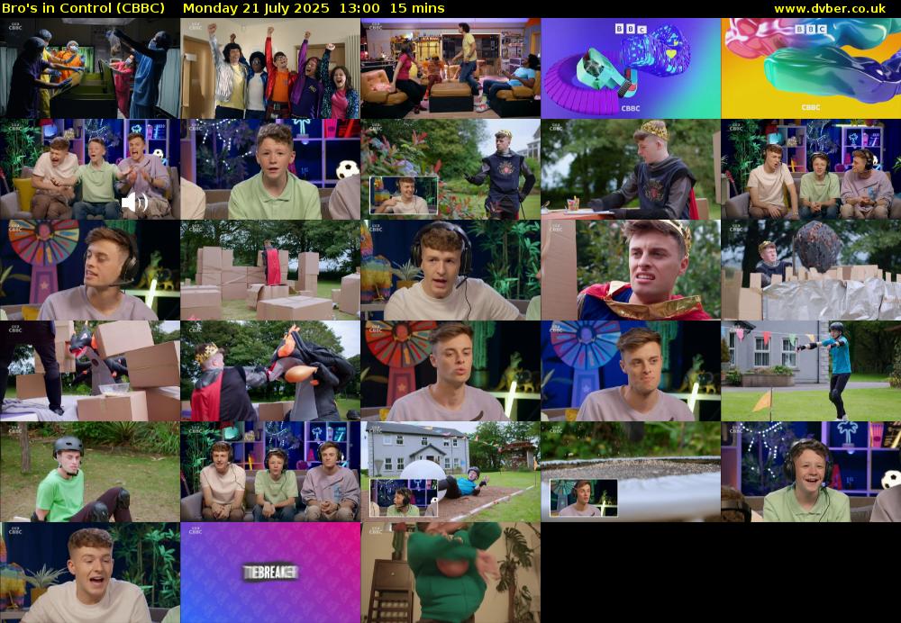 Bro's In Control (CBBC) Monday 21 July 2025 13:00 - 13:15