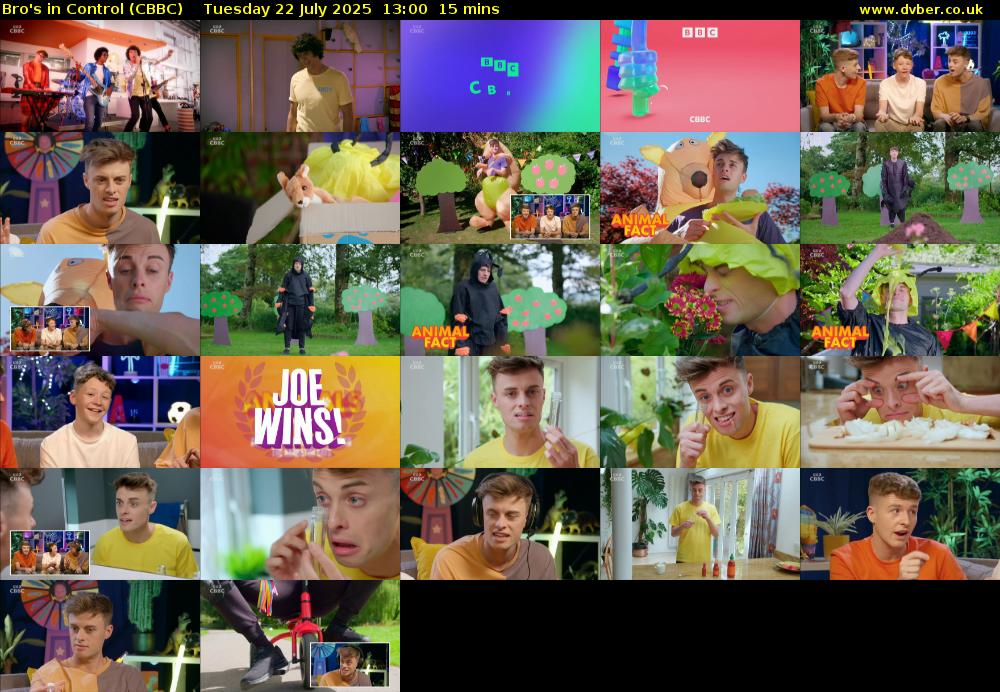 Bro's In Control (CBBC) Tuesday 22 July 2025 13:00 - 13:15