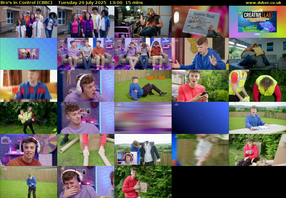 Bro's In Control (CBBC) Tuesday 29 July 2025 13:00 - 13:15