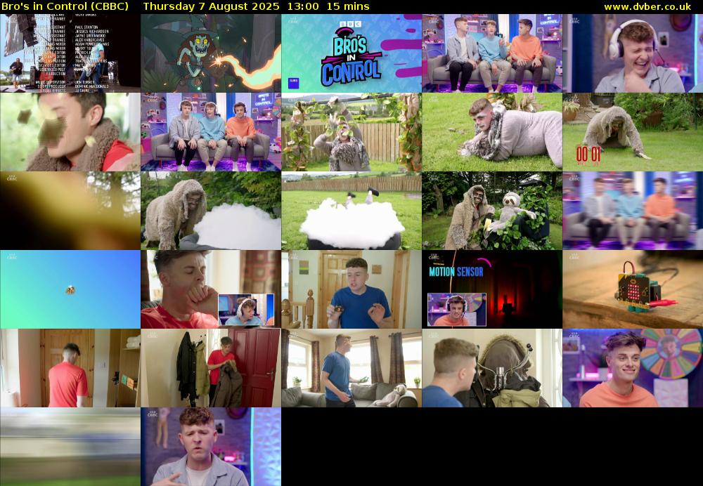 Bro's In Control (CBBC) Thursday 7 August 2025 13:00 - 13:15