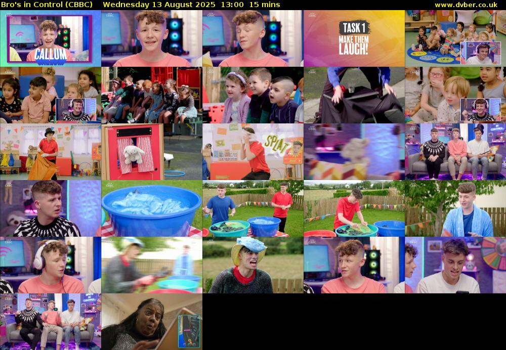 Bro's In Control (CBBC) Wednesday 13 August 2025 13:00 - 13:15