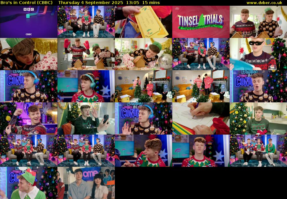 Bro's In Control (CBBC) Thursday 4 September 2025 13:05 - 13:20