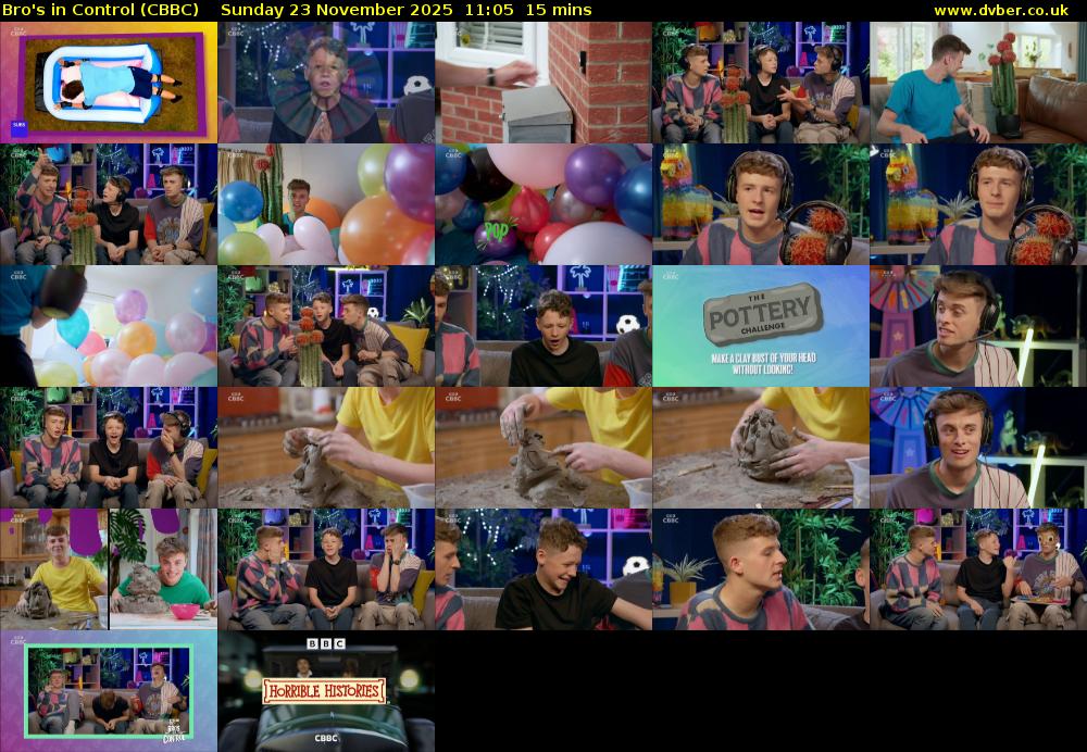 Bro's In Control (CBBC) Sunday 23 November 2025 11:05 - 11:20