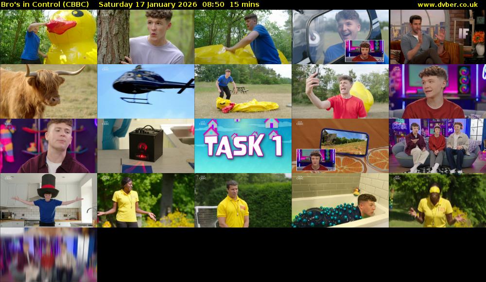 Bro's In Control (CBBC) Saturday 17 January 2026 08:50 - 09:05
