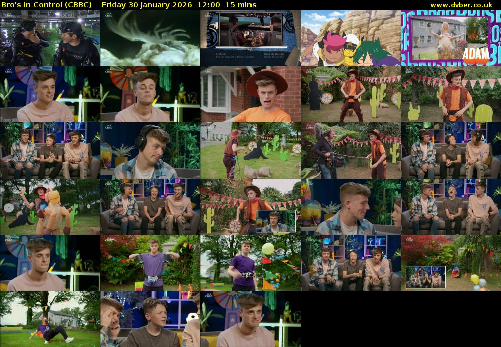 Bro's In Control (CBBC) Friday 30 January 2026 12:00 - 12:15