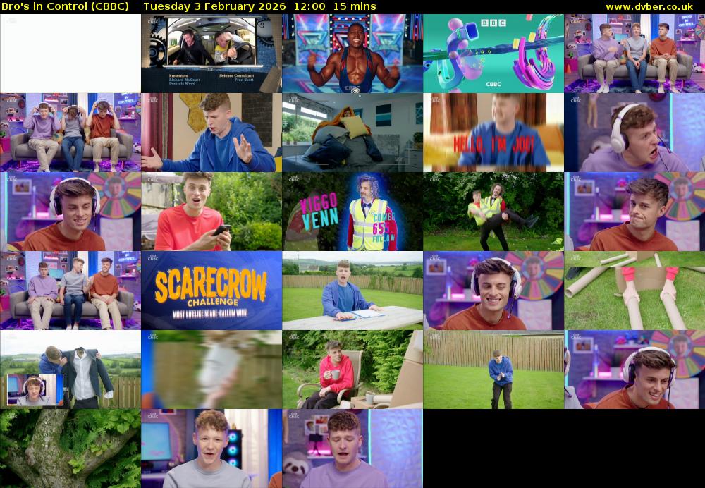 Bro's In Control (CBBC) Tuesday 3 February 2026 12:00 - 12:15
