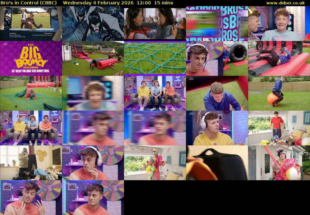 Bro's In Control (CBBC) Wednesday 4 February 2026 12:00 - 12:15