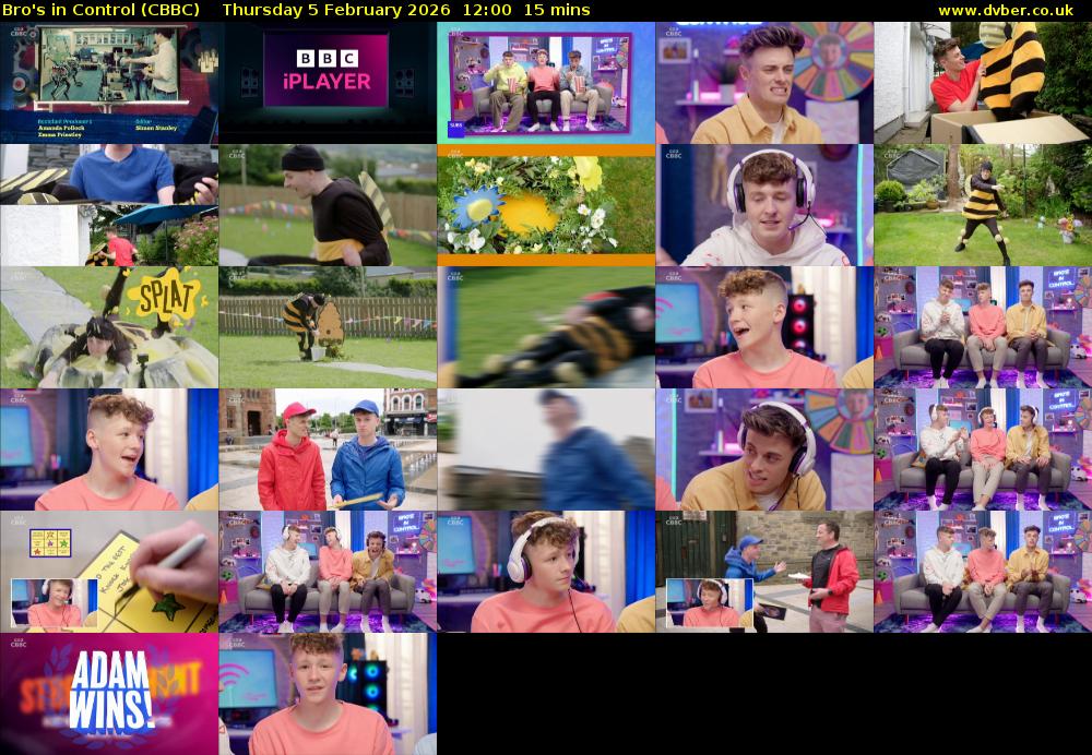 Bro's In Control (CBBC) Thursday 5 February 2026 12:00 - 12:15