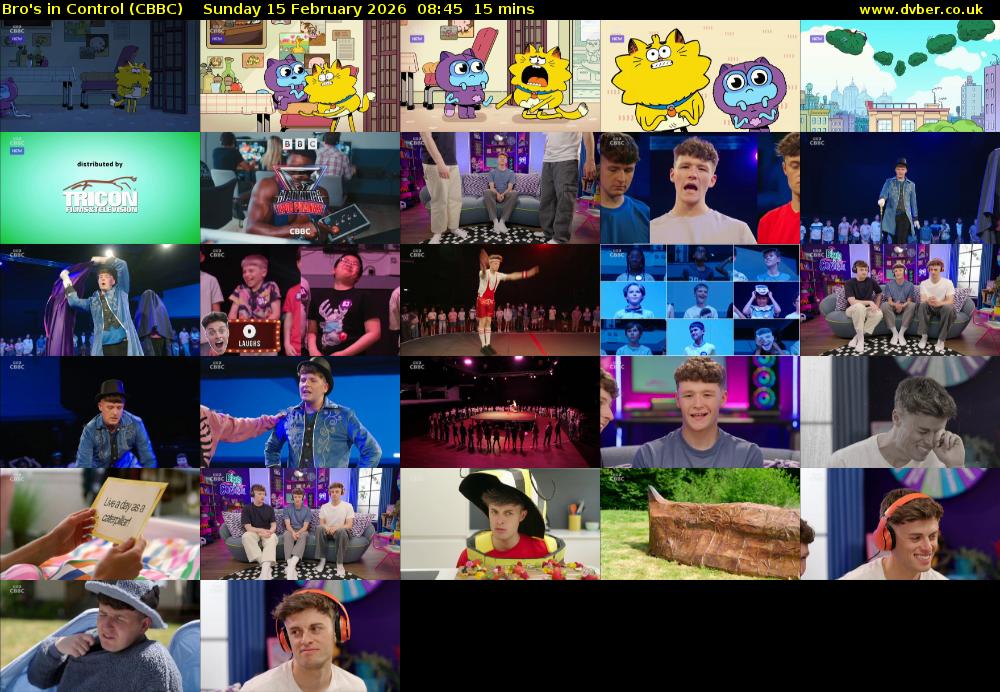 Bro's In Control (CBBC) Sunday 15 February 2026 08:45 - 09:00