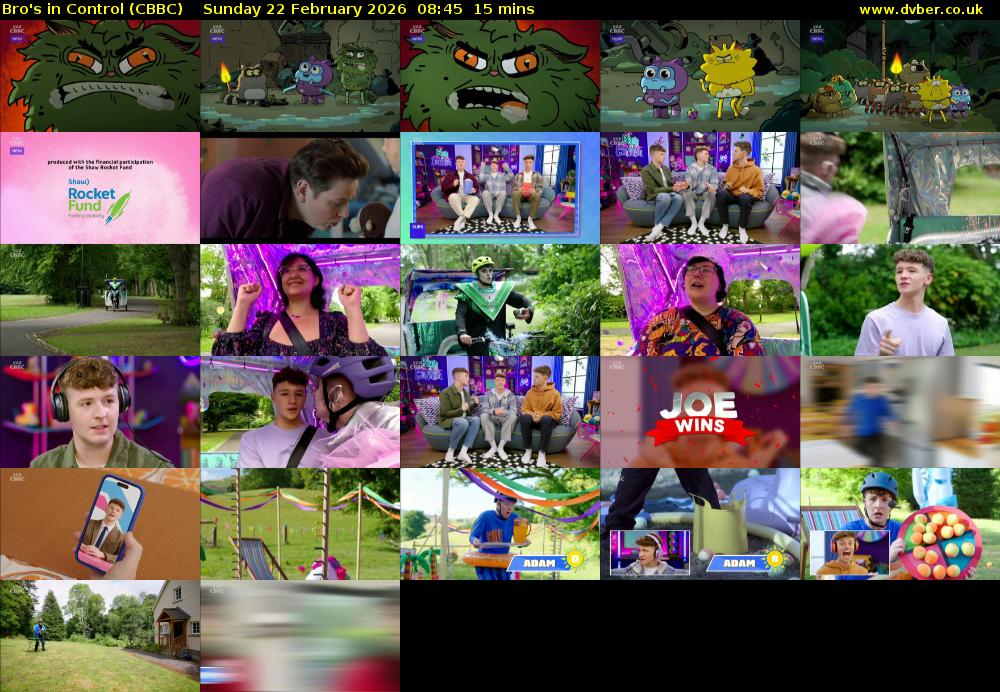 Bro's In Control (CBBC) Sunday 22 February 2026 08:45 - 09:00