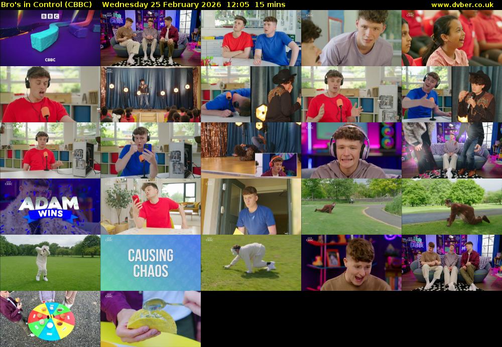Bro's In Control (CBBC) Wednesday 25 February 2026 12:05 - 12:20