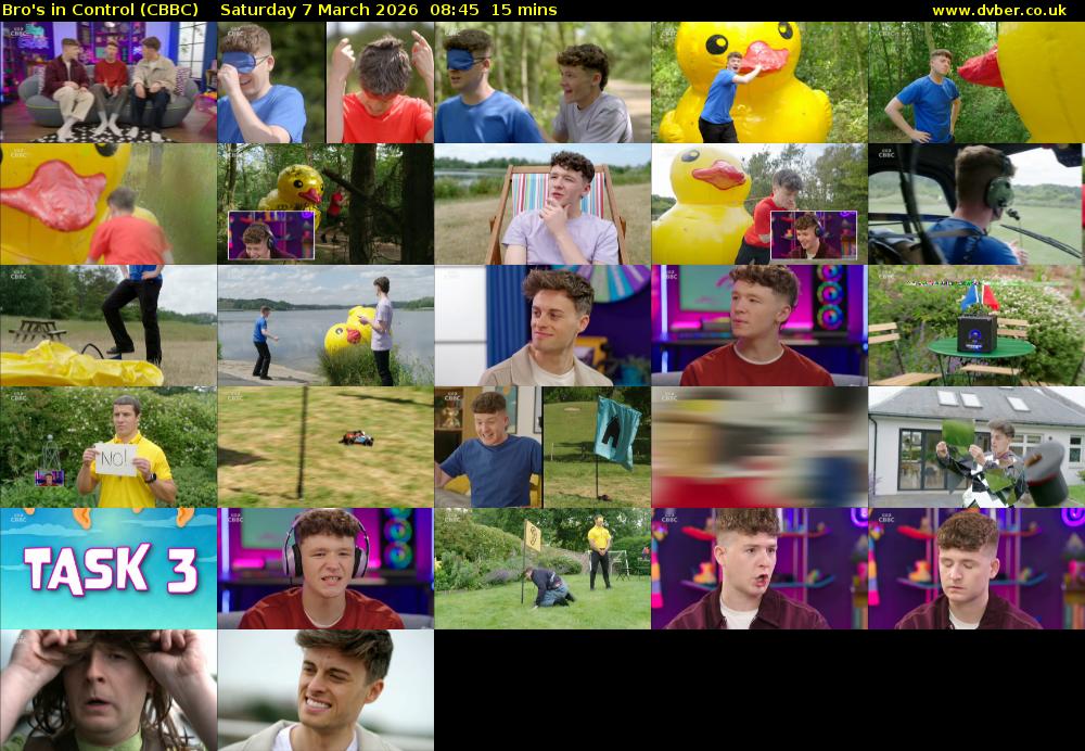 Bro's In Control (CBBC) Saturday 7 March 2026 08:45 - 09:00