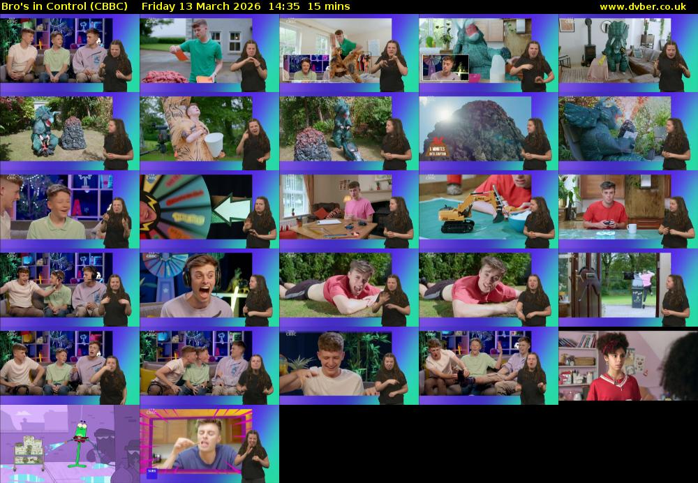 Bro's In Control (CBBC) Friday 13 March 2026 14:35 - 14:50