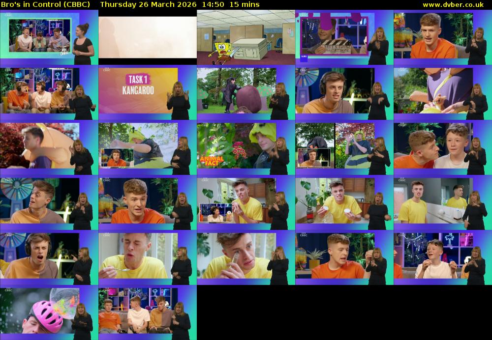 Bro's In Control (CBBC) Thursday 26 March 2026 14:50 - 15:05