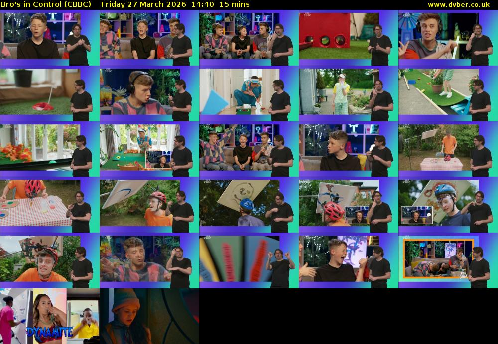 Bro's In Control (CBBC) Friday 27 March 2026 14:40 - 14:55
