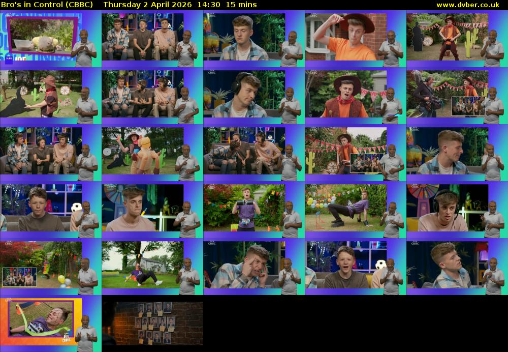 Bro's In Control (CBBC) Thursday 2 April 2026 14:30 - 14:45