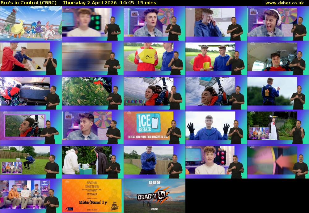 Bro's In Control (CBBC) Thursday 2 April 2026 14:45 - 15:00