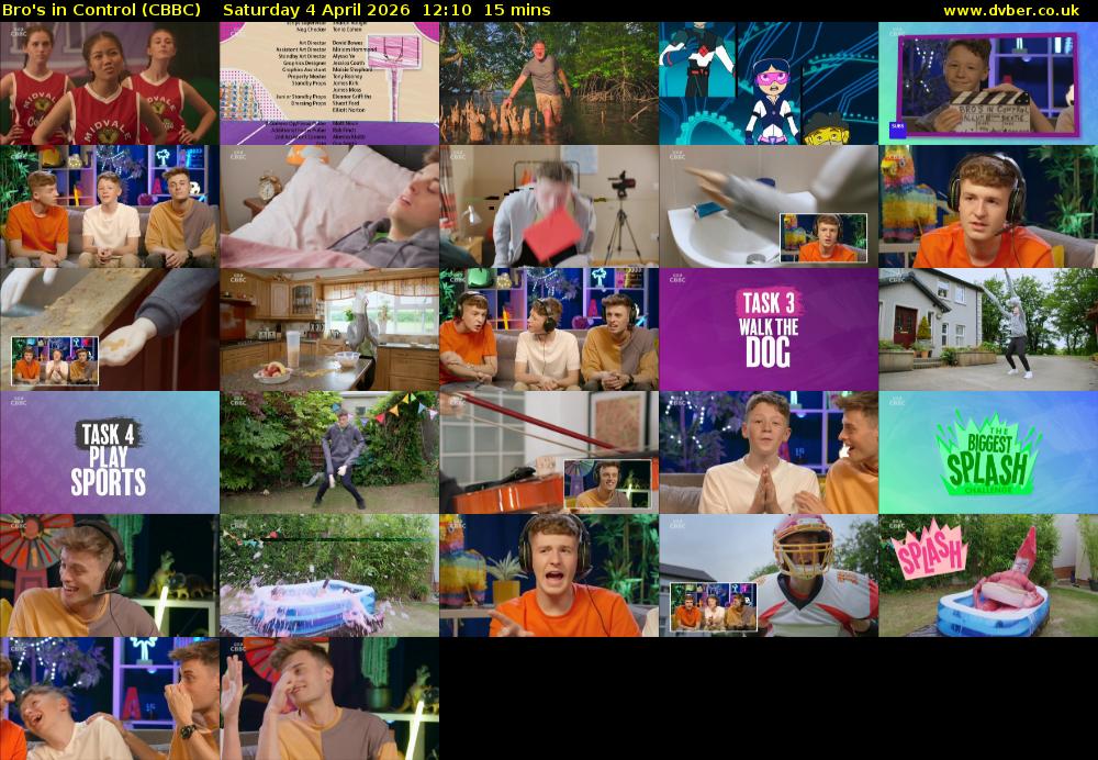 Bro's In Control (CBBC) Saturday 4 April 2026 12:10 - 12:25