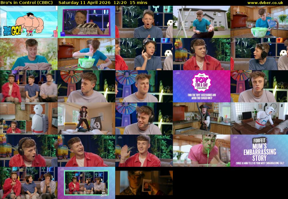 Bro's In Control (CBBC) Saturday 11 April 2026 12:20 - 12:35