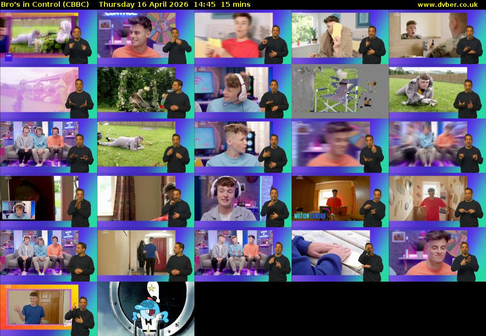 Bro's In Control (CBBC) Thursday 16 April 2026 14:45 - 15:00