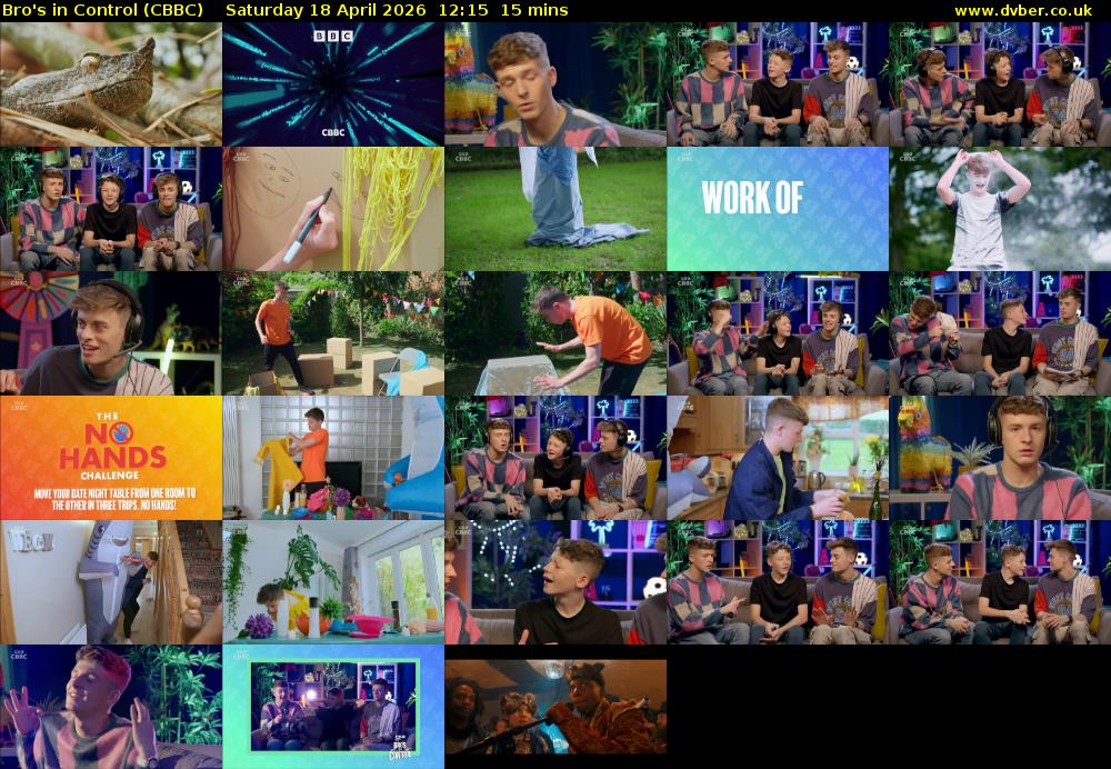 Bro's In Control (CBBC) Saturday 18 April 2026 12:15 - 12:30