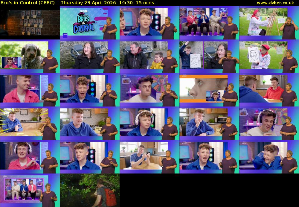 Bro's In Control (CBBC) Thursday 23 April 2026 14:30 - 14:45