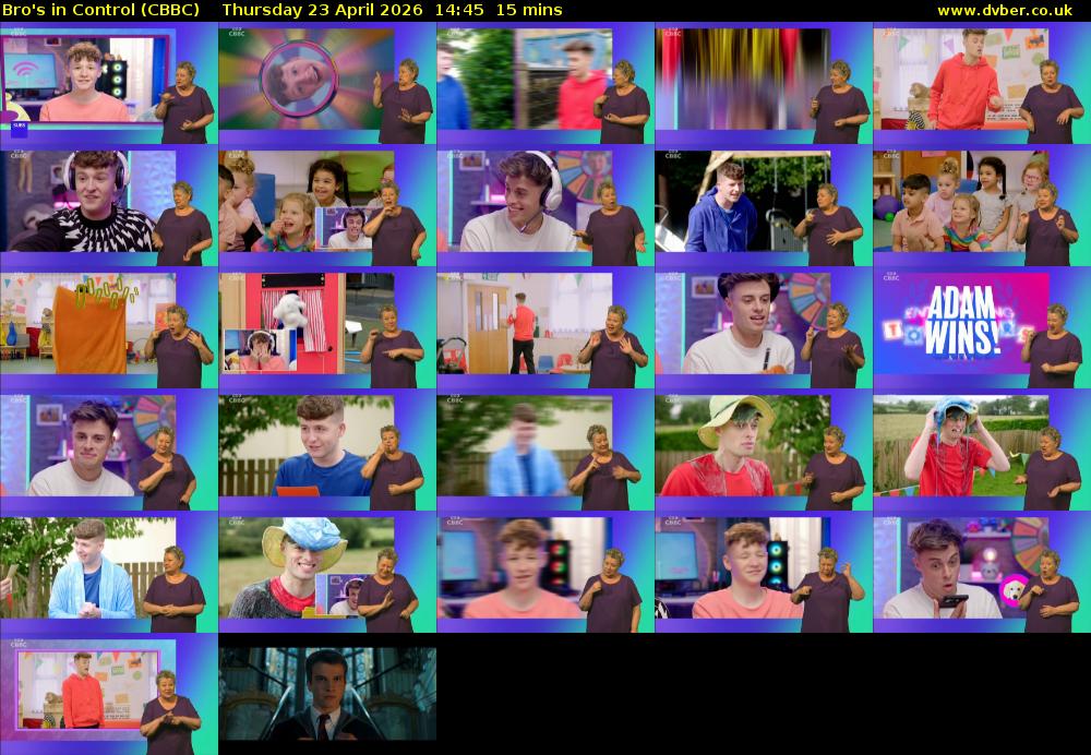 Bro's In Control (CBBC) Thursday 23 April 2026 14:45 - 15:00