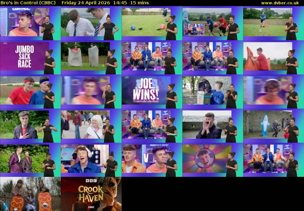 Bro's In Control (CBBC) Friday 24 April 2026 14:45 - 15:00