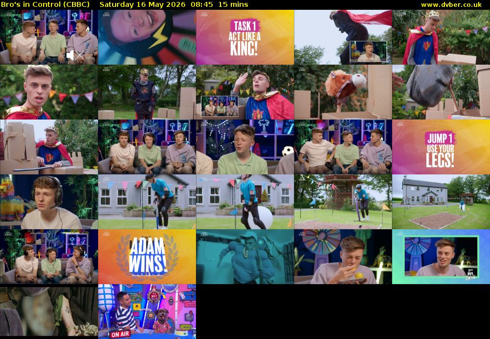 Bro's In Control (CBBC) Saturday 16 May 2026 08:45 - 09:00