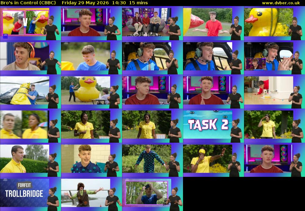Bro's In Control (CBBC) Friday 29 May 2026 14:30 - 14:45